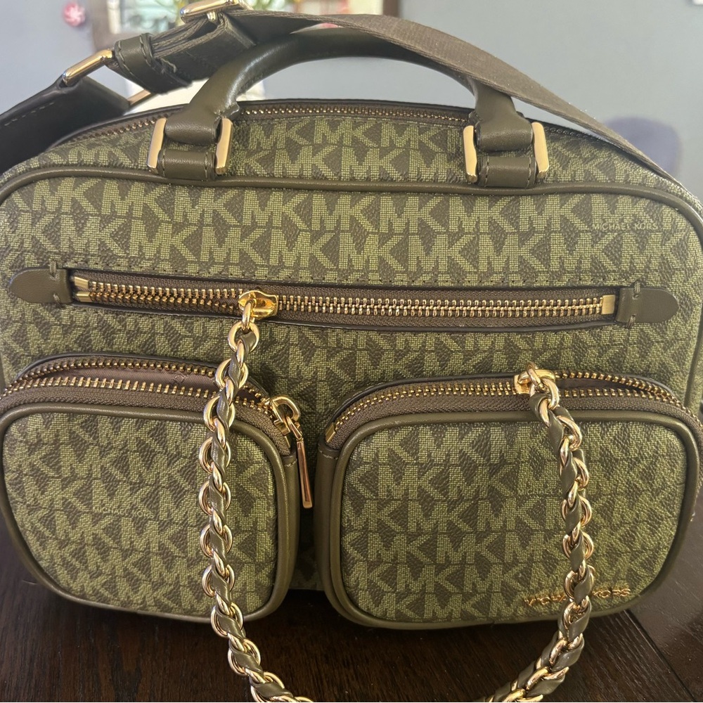Michael Kors Sage Green Crossbody with Gold Accents